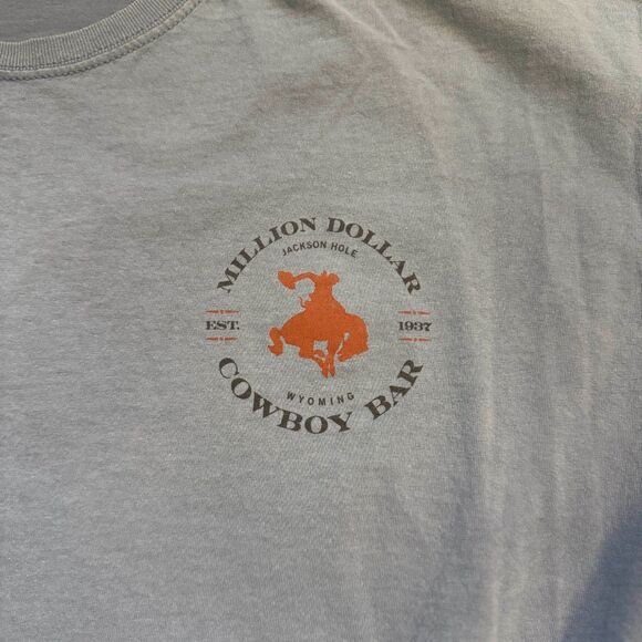 Million Dollar Cowboy Bar Jackson Hole Wyoming TShirt Blue Mens XL - Picture 2 of 8